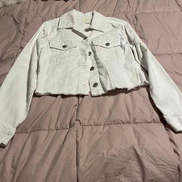Tgla Jackets & Blazers - Classic White Cropped Denim Jacket